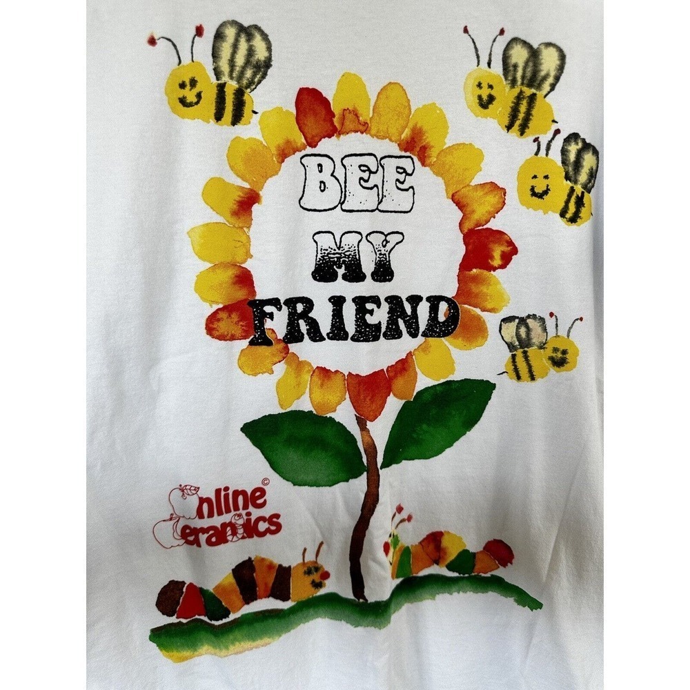 Online Ceramics T Shirt “Bee My Friend” Size Large Graphic Oversized White - Picture 2 of 7